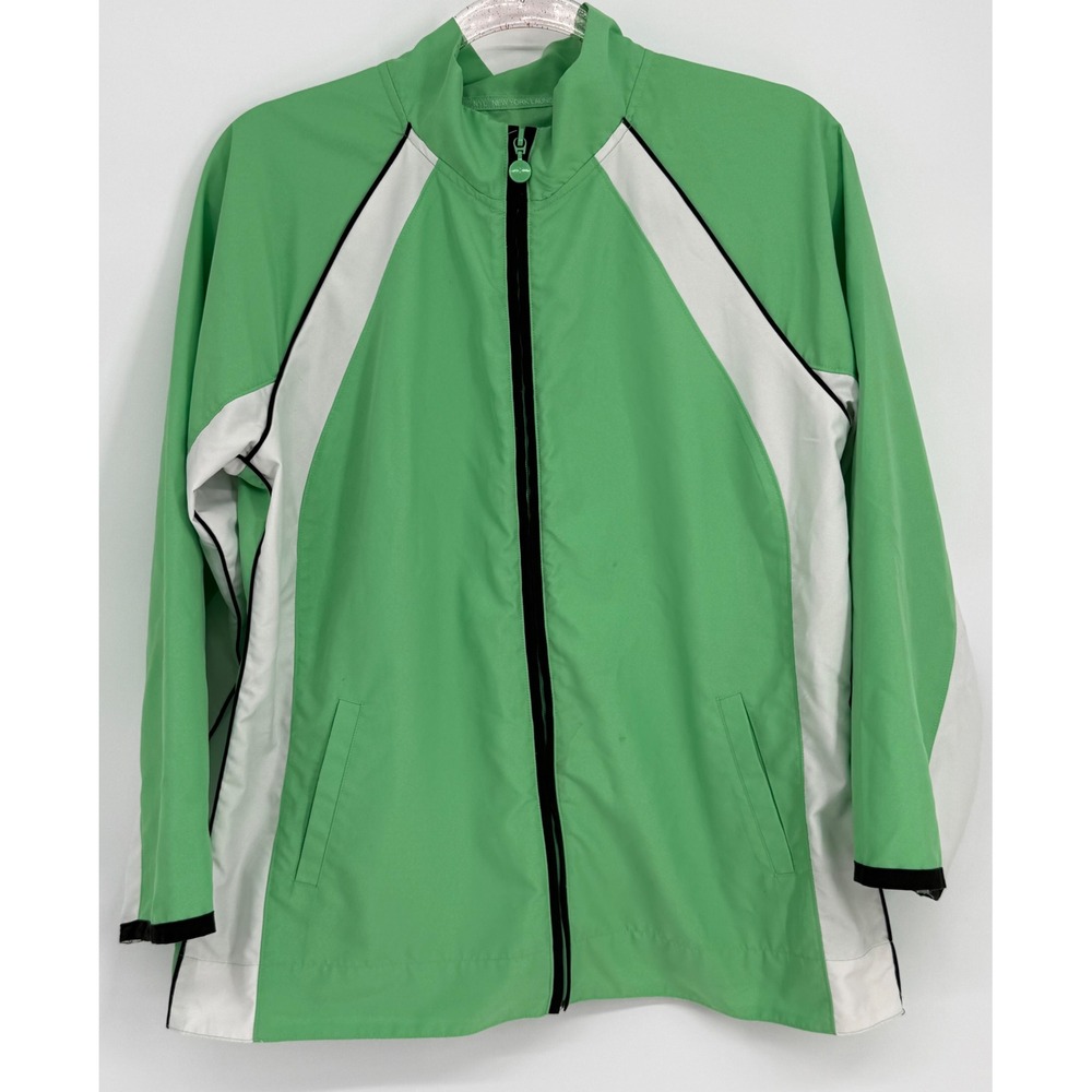 NYL New York Laundry Green White Colorblock Zip Up Windbreaker Jacket‎ Large